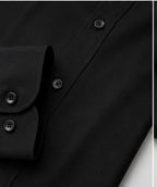 Clewelle Black Slim Fit Premium Formal Shirt button placket and cuff detail