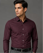 Clewelle Burgundy Premium Formal Shirt worn, front view