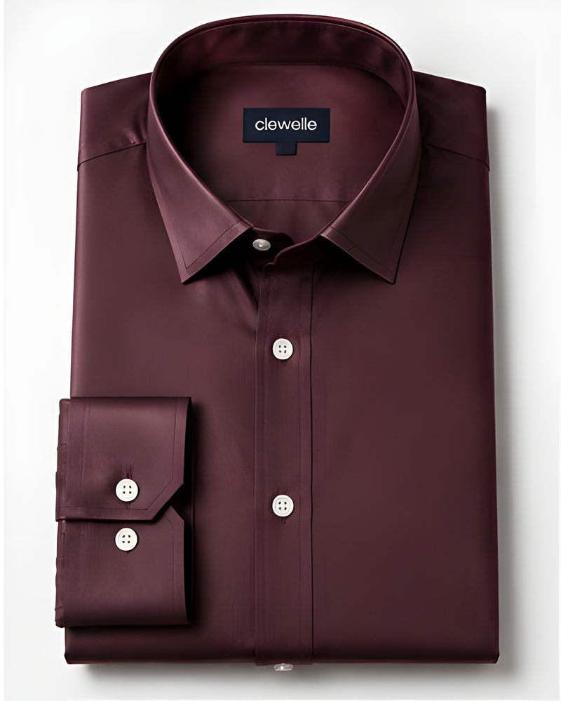 Clewelle Burgundy Premium Formal Shirt