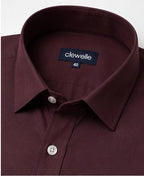 Clewelle Burgundy Premium Formal Shirt collar and brand label close-up