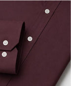 Clewelle Burgundy Premium Formal Shirt button placket and cuff detail