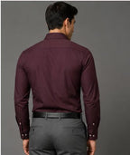 Clewelle Burgundy Premium Formal Shirt worn, back view