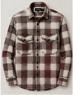 Clewelle Burgundy Check Casual Shirt folded flat, full front