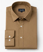 Clewelle Camel Premium Formal Shirt folded flat, full front