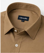 Clewelle Camel Premium Formal Shirt collar and brand label close-up