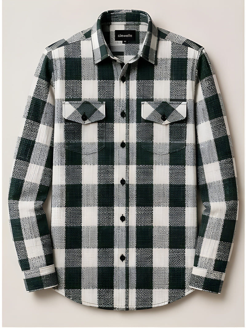 Clewelle Forest Green Check Casual Shirt