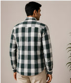 Clewelle Forest Green Check Casual Shirt worn, back view