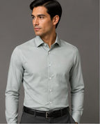 Clewelle Grey Mist Premium Formal Shirt worn, front view