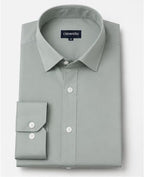Clewelle Grey Mist Premium Formal Shirt folded flat, full front