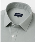Clewelle Grey Mist Premium Formal Shirt collar and brand label close-up