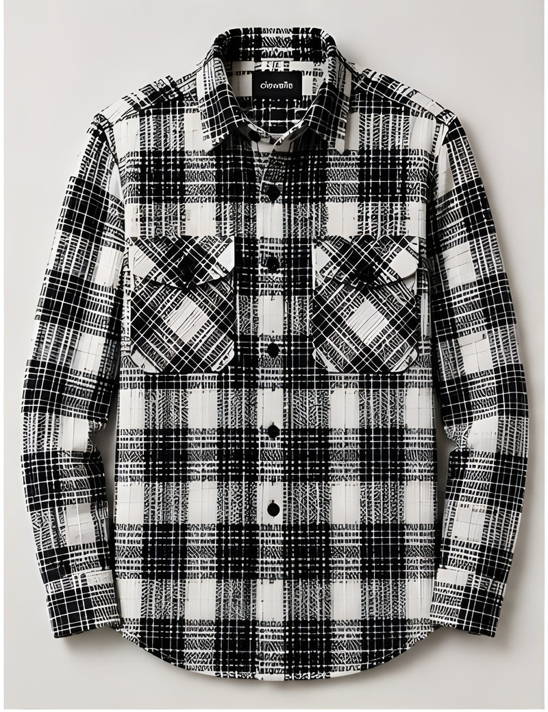 Clewelle Monochrome Check Casual Shirt