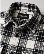 Clewelle Monochrome Check Casual Shirt collar and brand label close-up