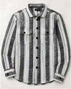 Clewelle Monochrome Stripe Casual Shirt folded flat, full front