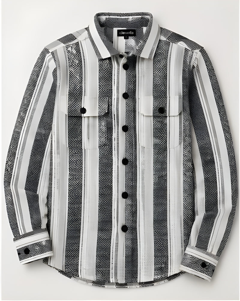 Clewelle Monochrome Stripe Casual Shirt