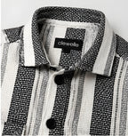 Clewelle Monochrome Stripe Casual Shirt collar and brand label close-up