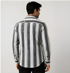 Clewelle Monochrome Stripe Casual Shirt worn, back view