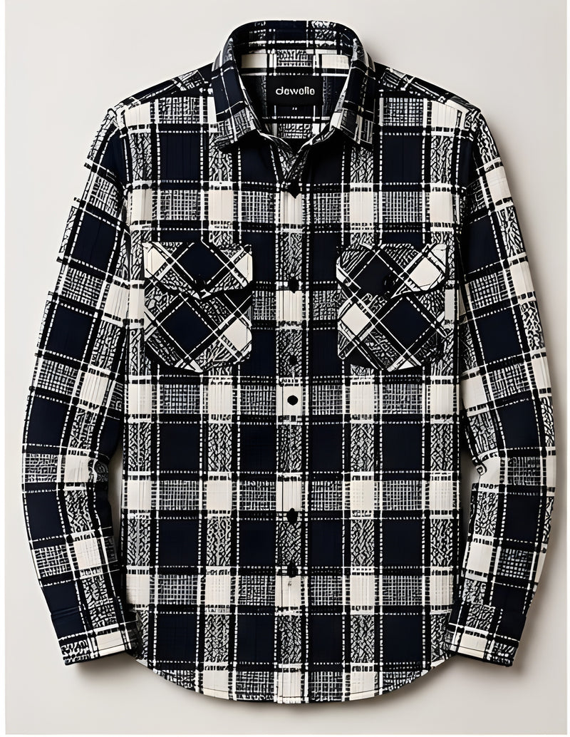 Clewelle Navy Check Casual Shirt