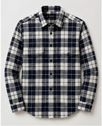 Clewelle Navy Fine Check Casual Shirt folded flat, full front