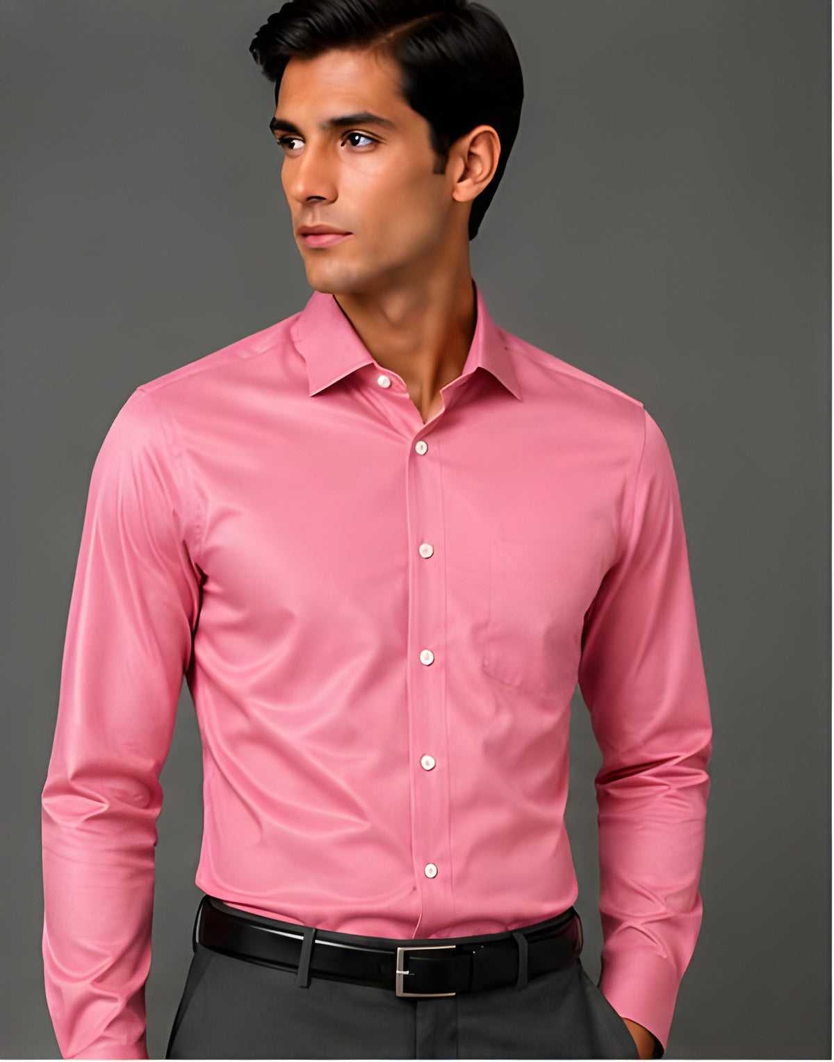 Clewelle Rose Pink Premium Formal Shirt worn, front view