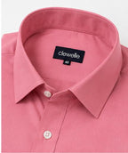 Clewelle Rose Pink Premium Formal Shirt collar and brand label close-up