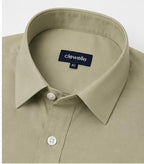 Clewelle Sage Premium Formal Shirt collar and brand label close-up