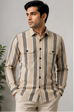 Clewelle Sand Stripe Casual Shirt worn, front view