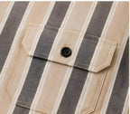 Clewelle Sand Stripe Casual Shirt flap chest pocket close-up